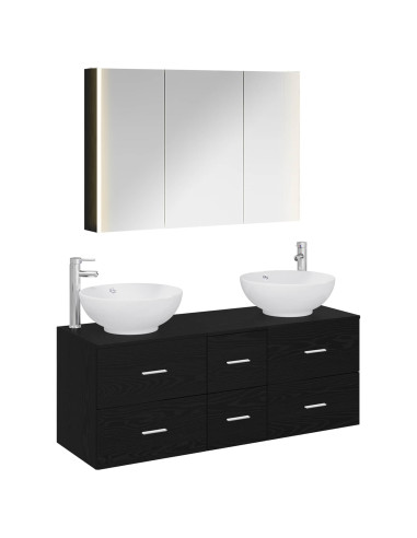 Set di mobili per il bagno 4 pcs Rovere Nero