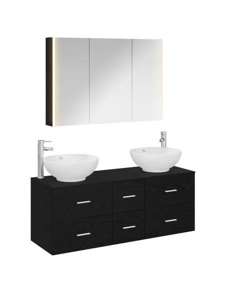 Set di mobili per il bagno 4 pcs Rovere Nero