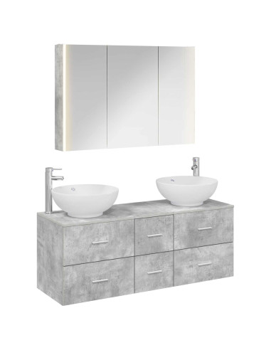 Set di mobili per il bagno 4 pcs Grigio Cemento