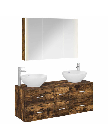 Set di mobili per il bagno 4 pcs Rovere Fumo