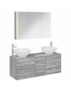Set di mobili per il bagno 4 pcs Sonoma grigio