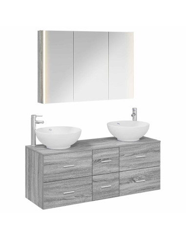 Set di mobili per il bagno 4 pcs Sonoma grigio