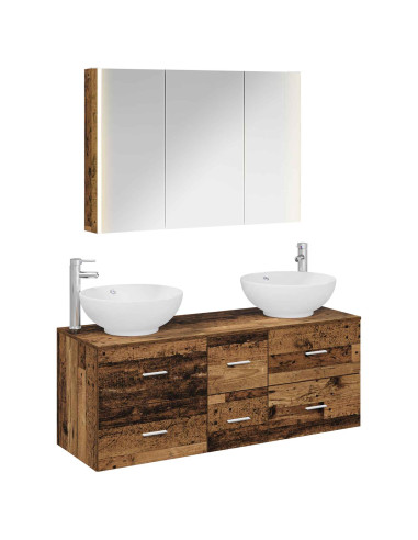 Set di mobili per il bagno 4 pcs Legno antico