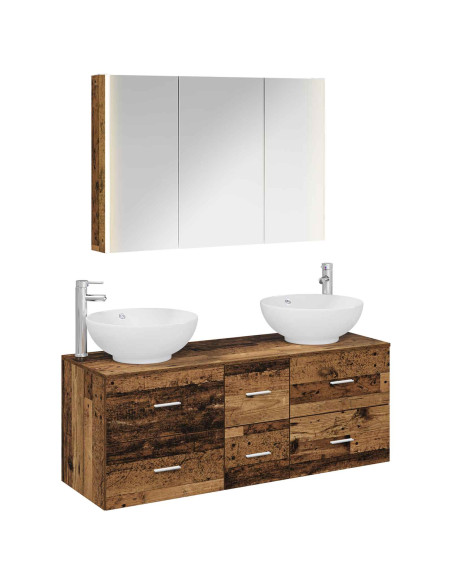 Set di mobili per il bagno 4 pcs Legno antico