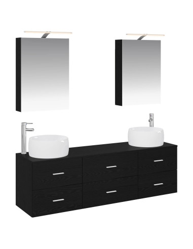 Set di mobili per il bagno 5 pcs Rovere Nero