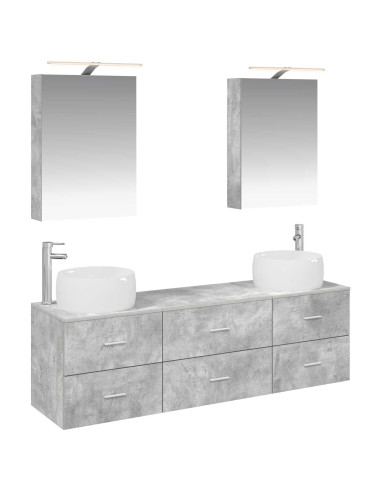 Set di mobili per il bagno 5 pcs Grigio Cemento