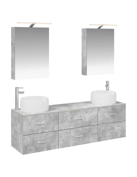Set di mobili per il bagno 5 pcs Grigio Cemento