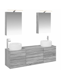 Set di mobili per il bagno 5 pcs Sonoma grigio