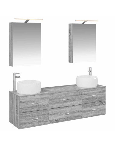 Set di mobili per il bagno 5 pcs Sonoma grigio