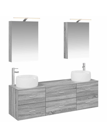 Set di mobili per il bagno 5 pcs Sonoma grigio