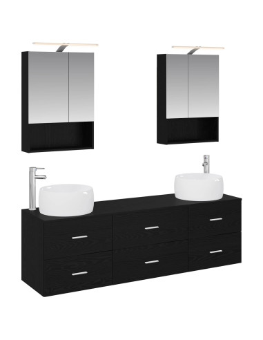 Set di mobili per il bagno 5 pcs Rovere Nero