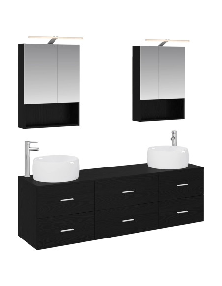 Set di mobili per il bagno 5 pcs Rovere Nero