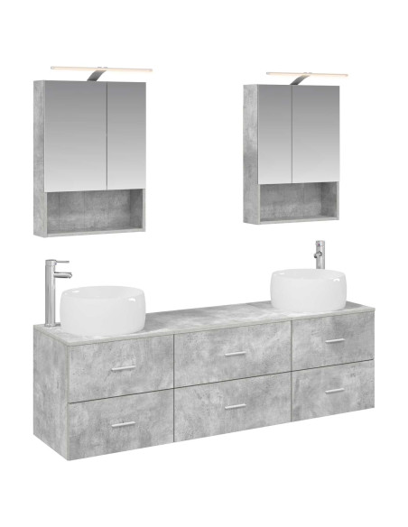 Set di mobili per il bagno 5 pcs Grigio Cemento