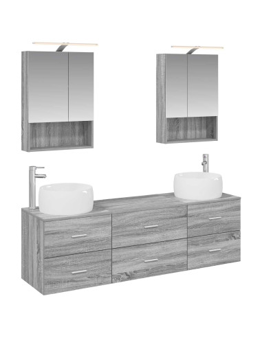Set di mobili per il bagno 5 pcs Sonoma grigio