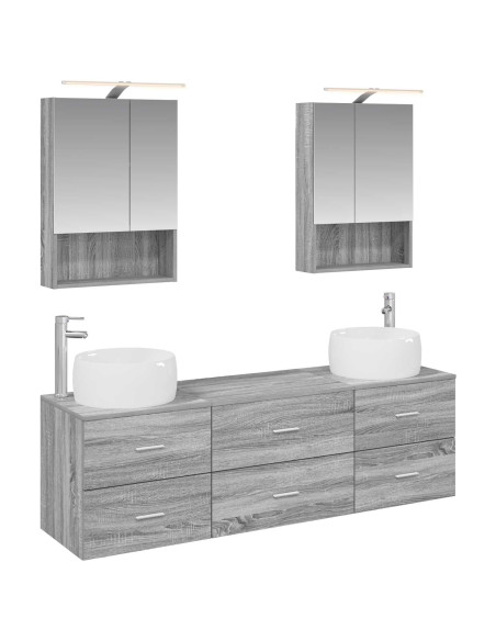 Set di mobili per il bagno 5 pcs Sonoma grigio
