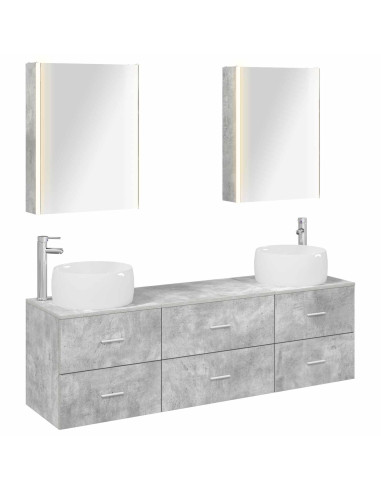 Set di mobili per il bagno 5 pcs Grigio Cemento
