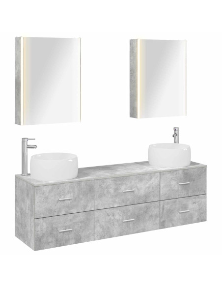 Set di mobili per il bagno 5 pcs Grigio Cemento