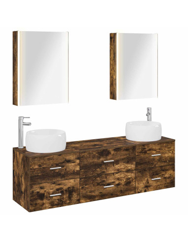 Set di mobili per il bagno 5 pcs Rovere Fumo