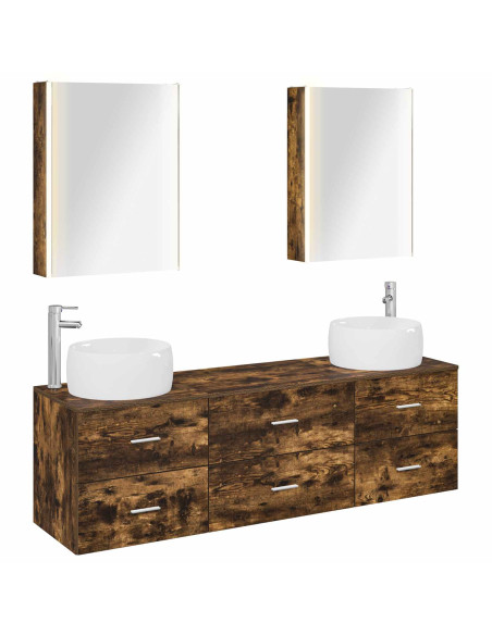 Set di mobili per il bagno 5 pcs Rovere Fumo