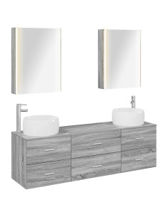 Set di mobili per il bagno 5 pcs Sonoma grigio