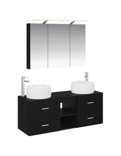 Set di mobili per il bagno 4 pcs Rovere Nero