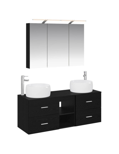 Set di mobili per il bagno 4 pcs Rovere Nero