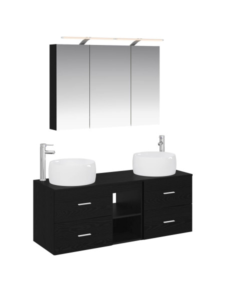 Set di mobili per il bagno 4 pcs Rovere Nero