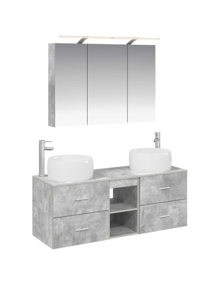 Set di mobili per il bagno 4 pcs Grigio Cemento