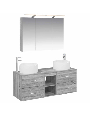 Set di mobili per il bagno 4 pcs Sonoma grigio