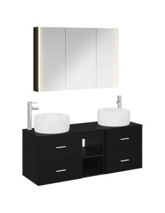 Set di mobili per il bagno 4 pcs Rovere Nero