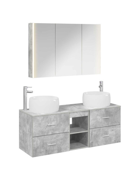 Set di mobili per il bagno 4 pcs Grigio Cemento