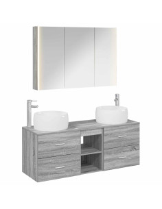 Set di mobili per il bagno 4 pcs Sonoma grigio