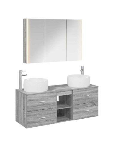 Set di mobili per il bagno 4 pcs Sonoma grigio
