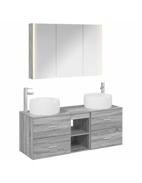 Set di mobili per il bagno 4 pcs Sonoma grigio