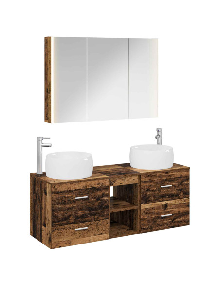 Set di mobili per il bagno 4 pcs Legno antico