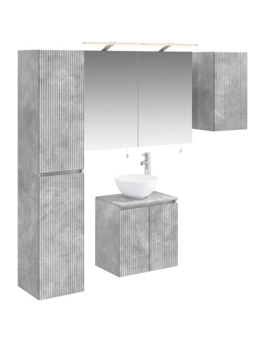 Set di Armadi da Bagno 5 pcs Grigio Cemento 50 x 14,5 x 70 cm
