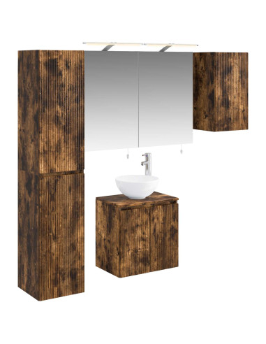 Set di Armadi da Bagno 5 pcs Rovere Fumo 50 x 14,5 x 70 cm