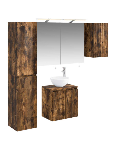 Set di Armadi da Bagno 5 pcs Rovere Fumo 50 x 14,5 x 70 cm