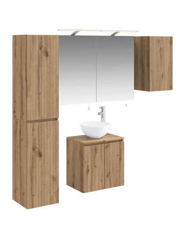 Set di Armadi da Bagno 5 pcs Rovere Artigianale
