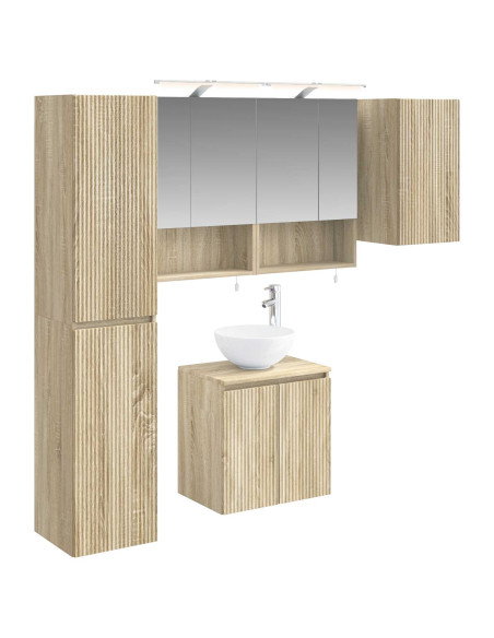 Set di Armadi da Bagno 5 pcs Rovere Sonoma 50 x 14,5 x 70 cm