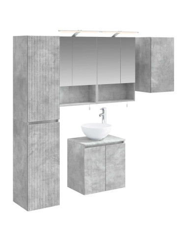 Set di Armadi da Bagno 5 pcs Grigio Cemento 50 x 14,5 x 70 cm
