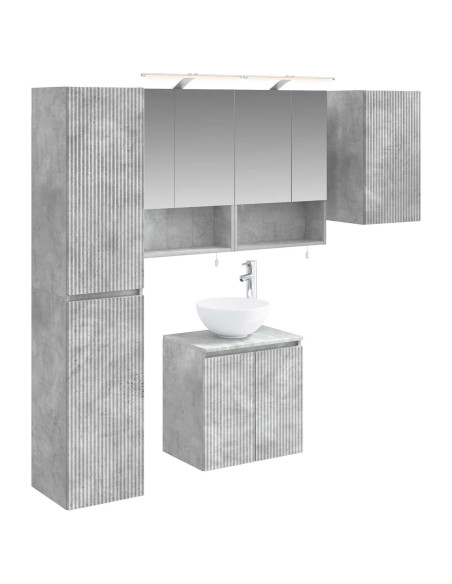 Set di Armadi da Bagno 5 pcs Grigio Cemento 50 x 14,5 x 70 cm