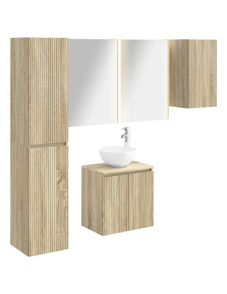 Set di Armadi da Bagno 5 pcs Rovere Sonoma 53 x 15,5 x 70 cm