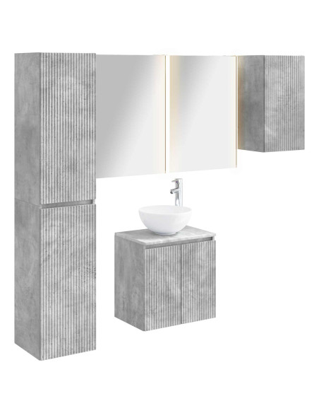 Set di Armadi da Bagno 5 pcs Grigio Cemento 53 x 15,5 x 70 cm