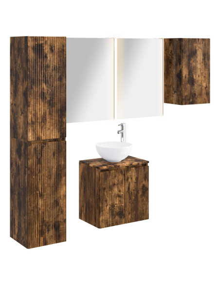 Set di Armadi da Bagno 5 pcs Rovere Fumo 53 x 15,5 x 70 cm