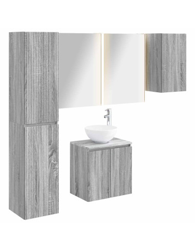 Set di Armadi da Bagno 5 pcs Sonoma grigio 53 x 15,5 x 70 cm