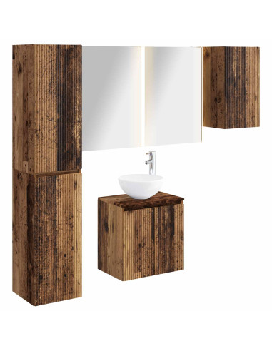Set di Armadi da Bagno 5 pcs Legno antico 53 x 15,5 x 70 cm