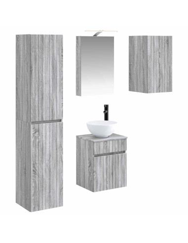 Set di Armadi da Bagno 5 pcs Sonoma grigio 40 x 10,5 x 60,5 cm