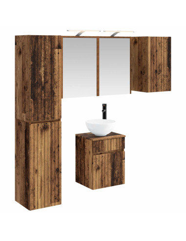 Set di Armadi da Bagno 5 pcs Legno antico 43 x 16 x 62,5 cm