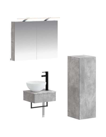 Set di Armadi da Bagno 4 pcs Grigio Cemento 40 x 10,5 x 60,5 cm